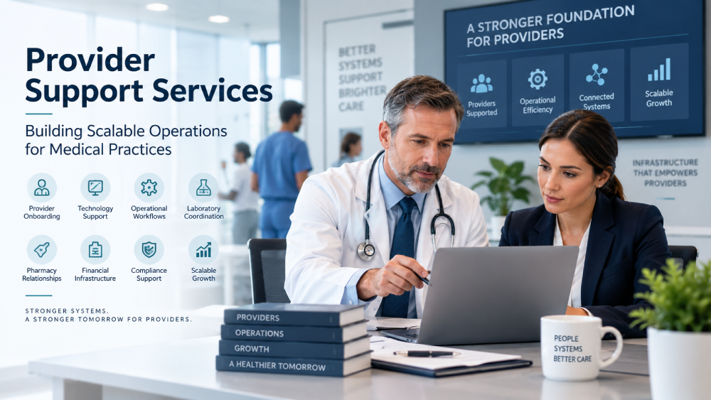 Provider support services for scalable medical practice operations