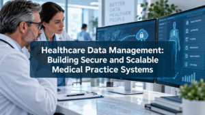 Healthcare data management system for secure and scalable medical practice operations