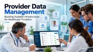 Provider data management infrastructure connecting healthcare providers and medical practice systems