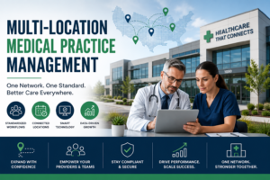 Multi-location medical practice management for scalable healthcare operations