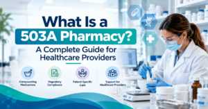 What is a 503A pharmacy? Pharmacist preparing medications in a modern compounding pharmacy